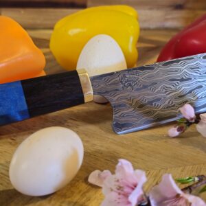Custom Mosaic Damascus Gyuto with Wa-Handle