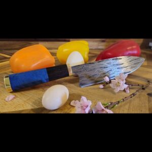 Custom Mosaic Damascus Santoku with Wa-Handle